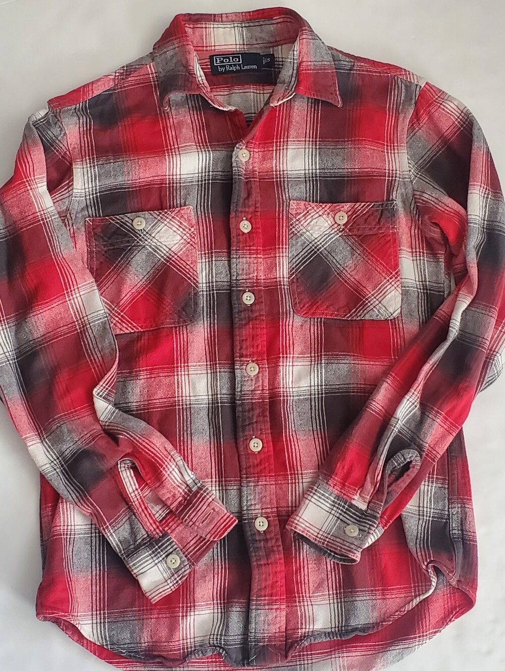 Polo Ralph Lauren Red Plaid Flannel Shirt Mens Size Small Button Up Black